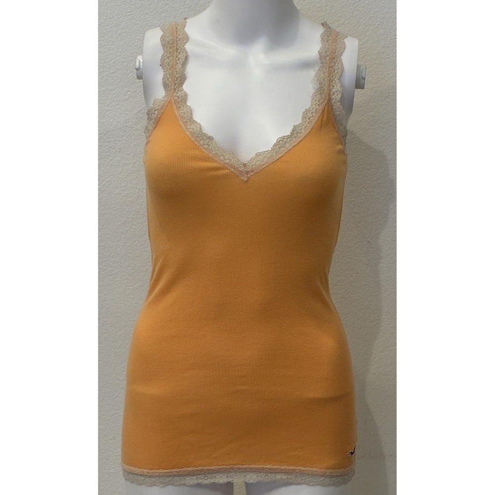 Hollister Y2K Vintage Lace Trim Babydoll Cami Tank Top Sz L Coquette Bella Swan